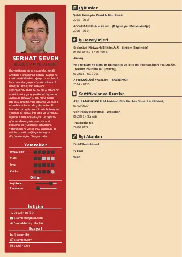 Bilgisayar Mühendisi CV Örnekleri cv indir